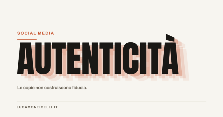 La parola «autenticità» in grande, inseguita da tre copie sbiadite